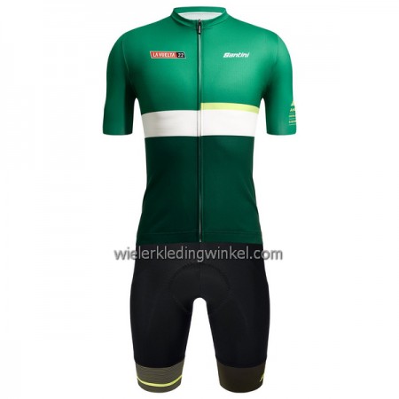 Set Fietsshirt + Korte Koersbroek 2022 LA Vuelta Sierra Nevada Groen Wit